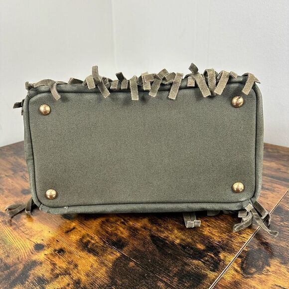 Prada Canapa Fringed Tote Bag Olive Green - Picture 5 of 16